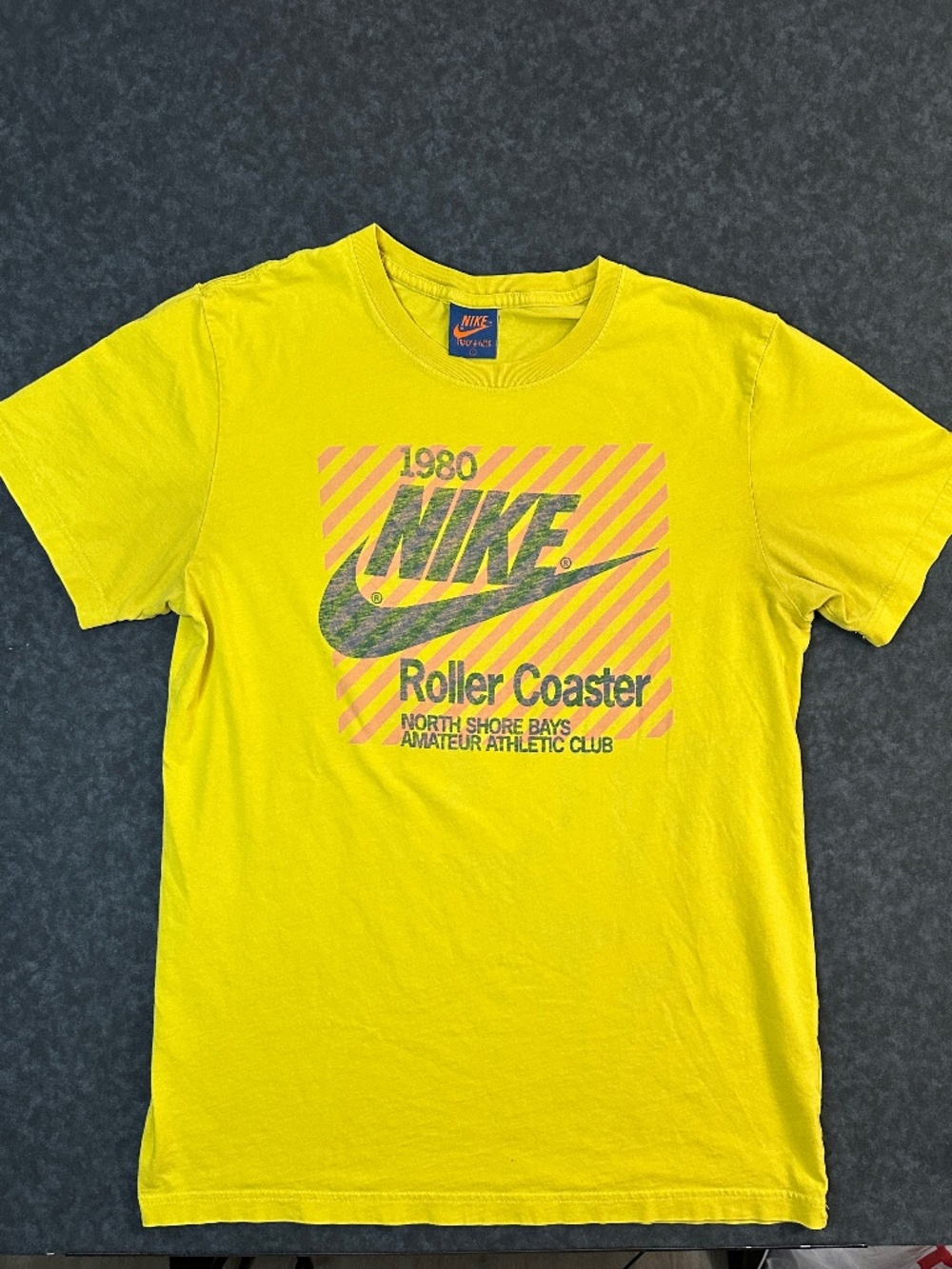 Nike Track & Field Roller Coaster Yellow Graphic T Shirt Size Large